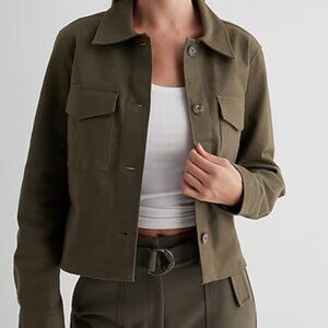 Twill Cropped Shacket - Size M